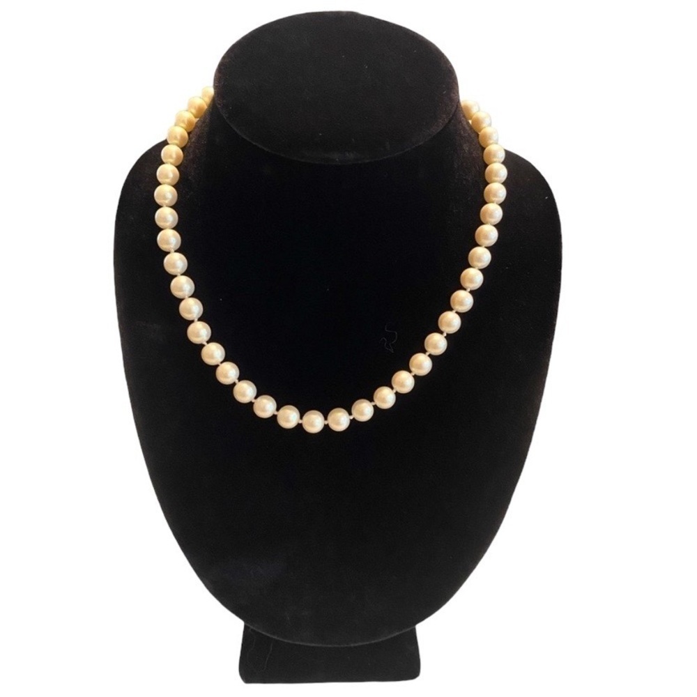 Carolee Classic Single Strand Faux Pearl Necklace with Gold Clasp - 17” Length